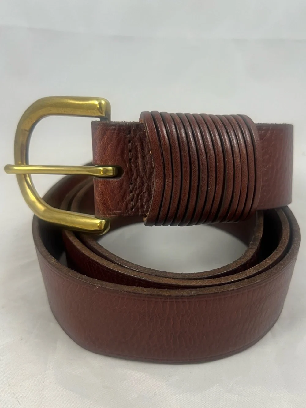 Lauren Ralph Lauren Women’s Dark Brown Leather Belt With Gold Buckle Size L